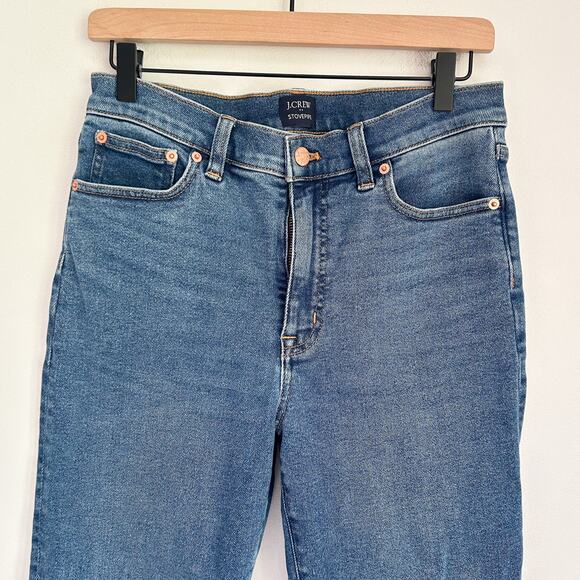 J. Crew Stovepipe Raw Hem Straight Jeans Size 28P Blue - Picture 2 of 5